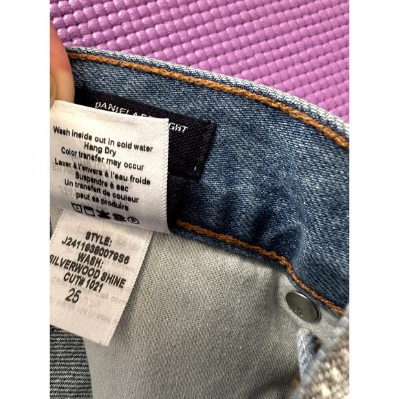 $398 Veronica Beard Daniela Straight Leg Ankle High Rise Metallic Jeans Sz 25 - Picture 15 of 15